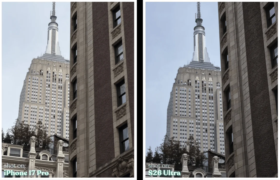 Samsung Galaxy S26 Ultra vs. Apple iPhone 17 Pro Max camera test